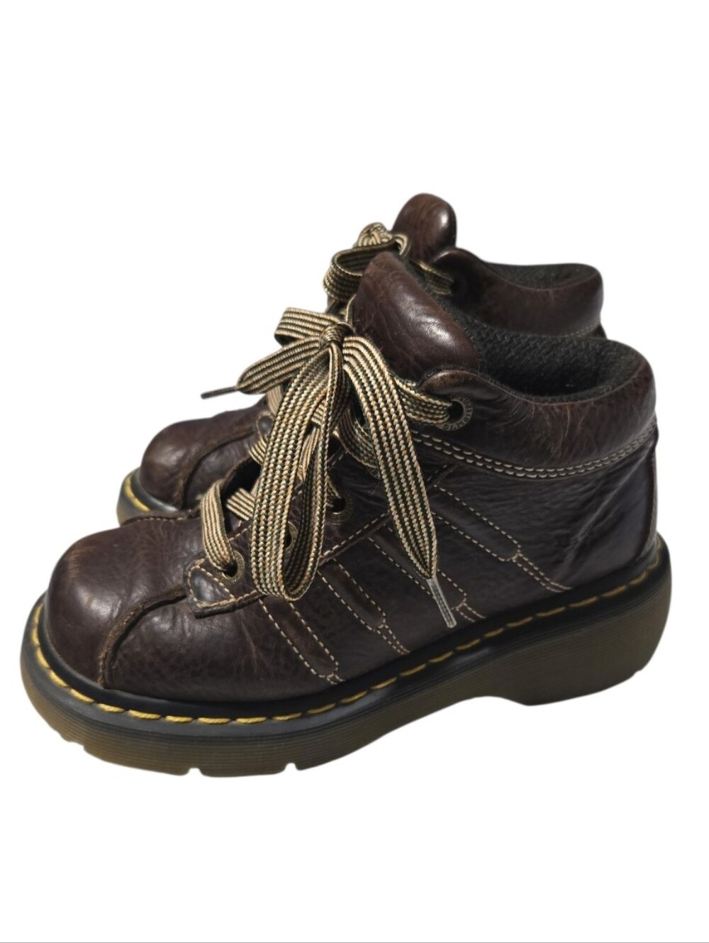 RARE Vintage Dr. Martens 2C01 Brown Leather Chunky Platform Boots Y2K Womens Sz5